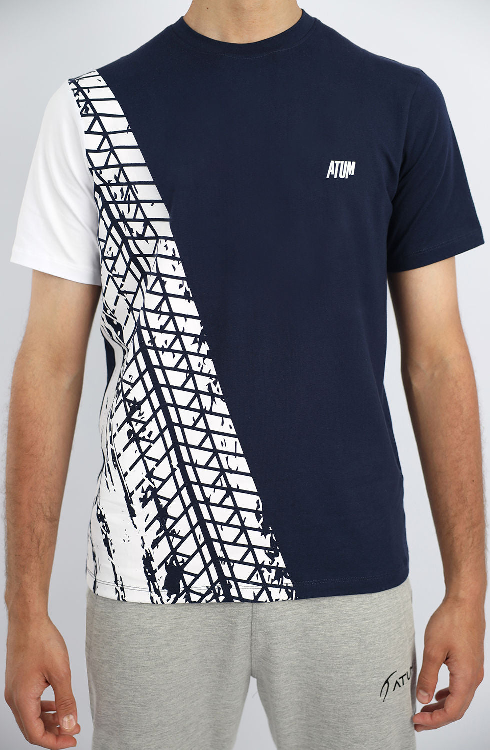 Futuristic Crew-Neck Navy T-Shirt-Atum -88859858