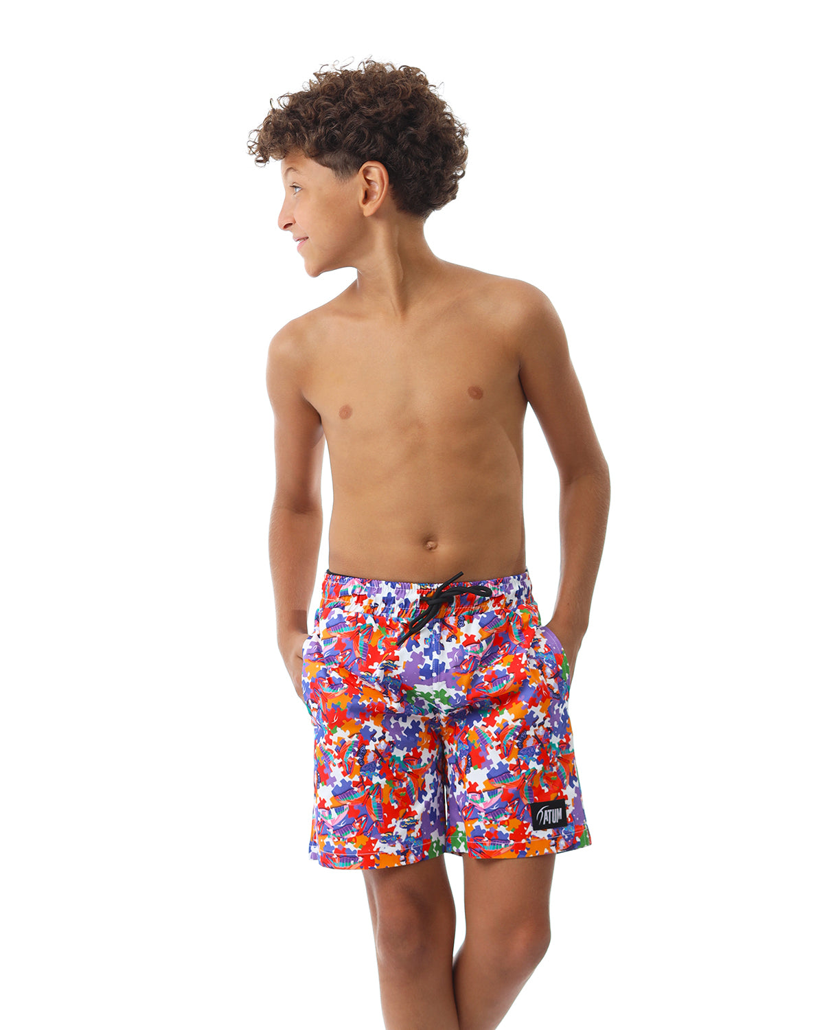 Puzzle Boy's Purple Swim Short-Atum -82661205