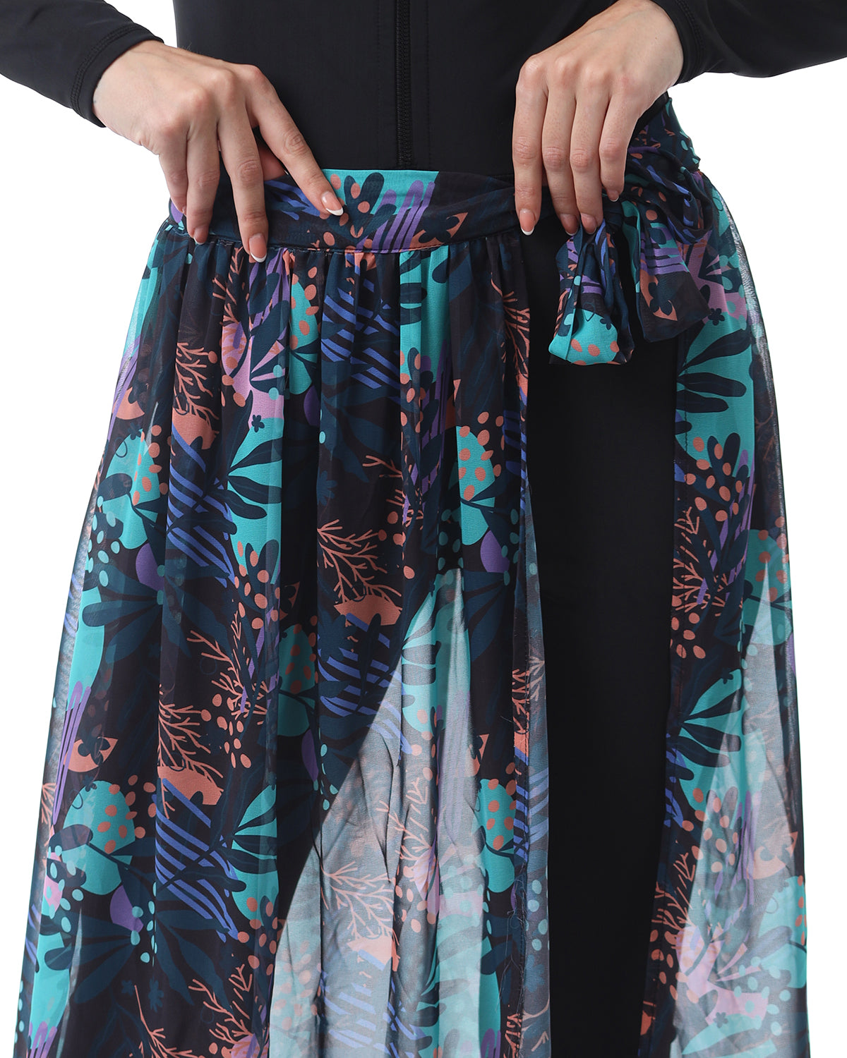 Tropical Night Aqua Cover-Up Skirt-Atum -65394926