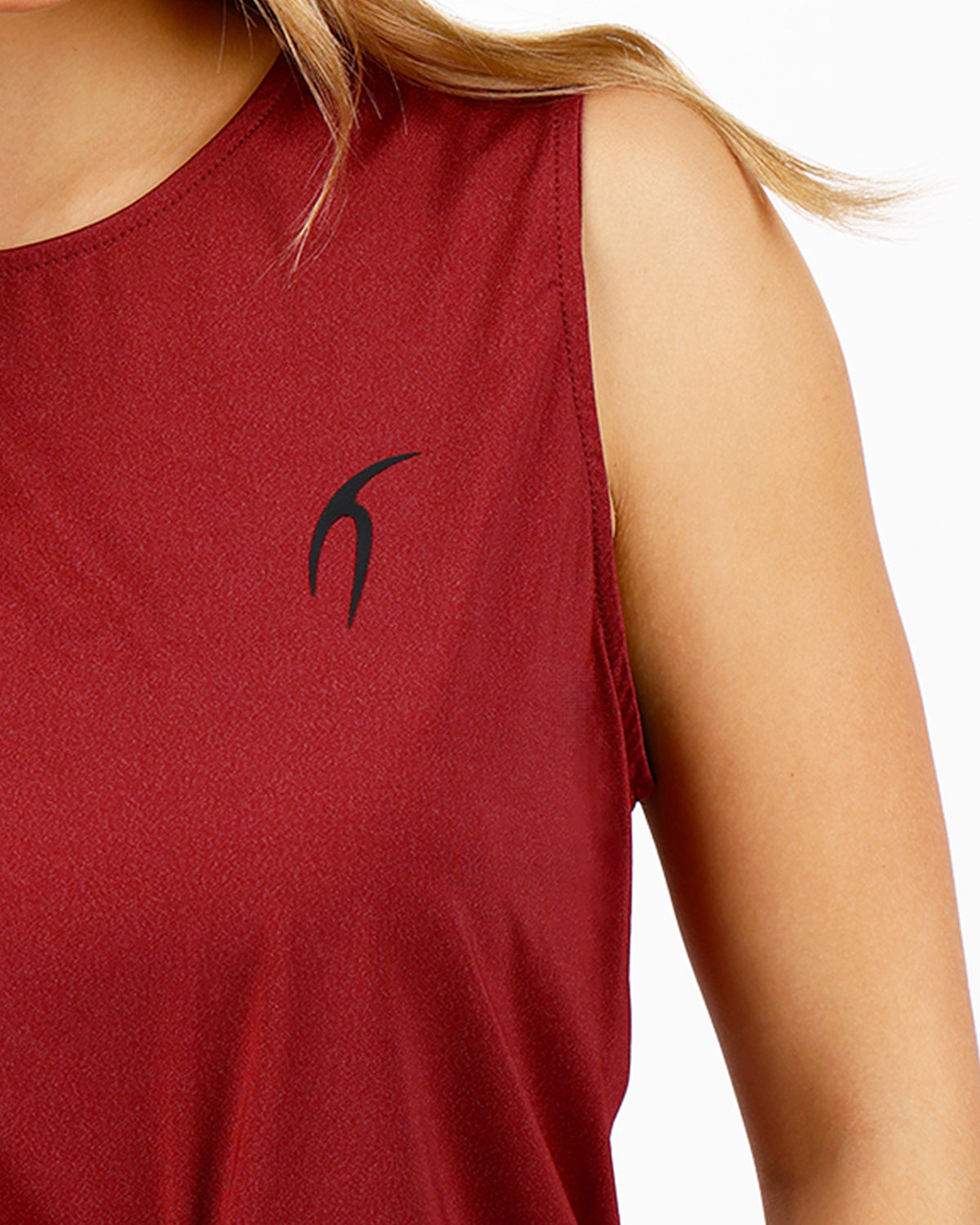YOGA Twist Cropped Burgundy Tank Top-Atum -42280741