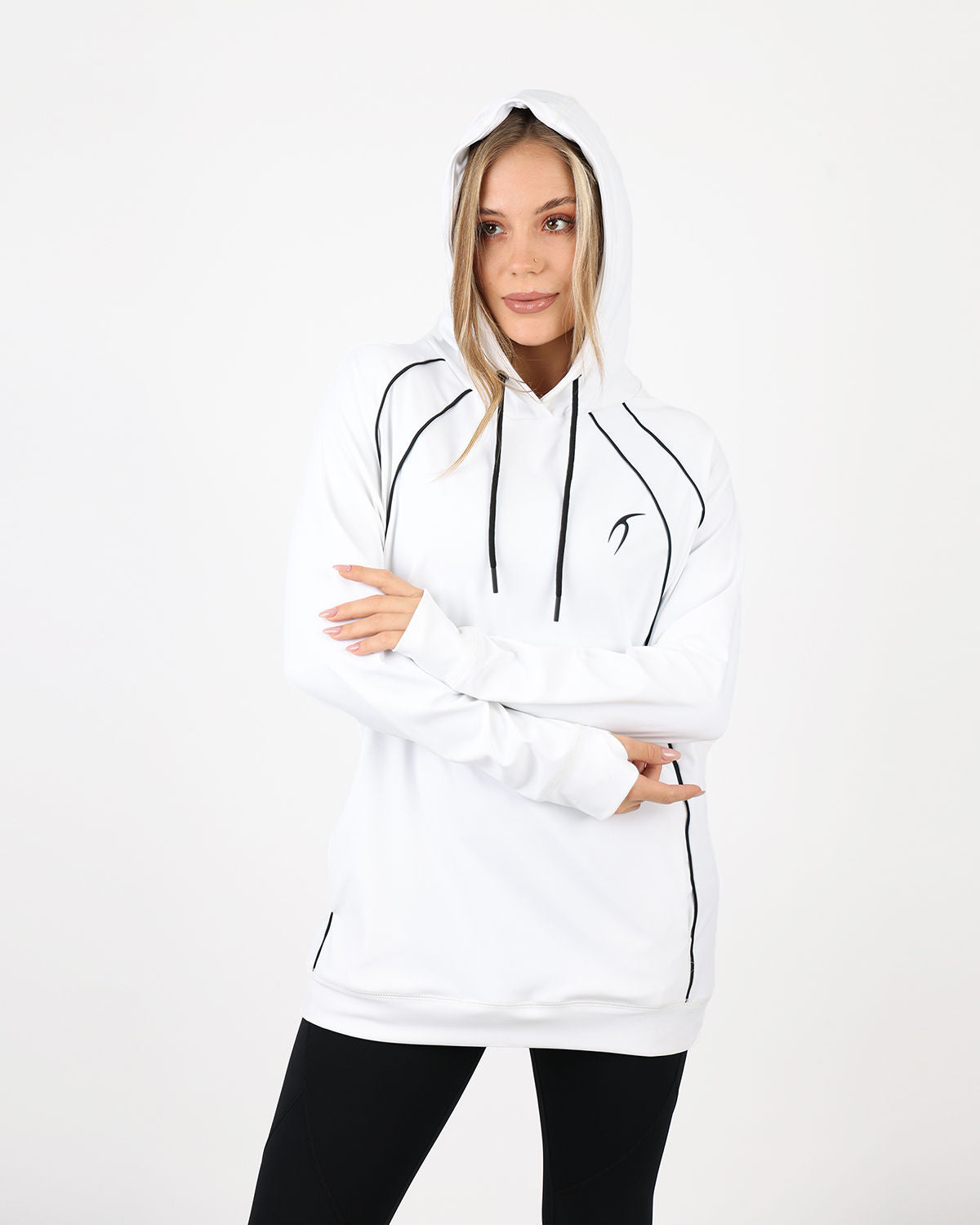 Long-Sleeve Training White Hoodie-Atum -79502982