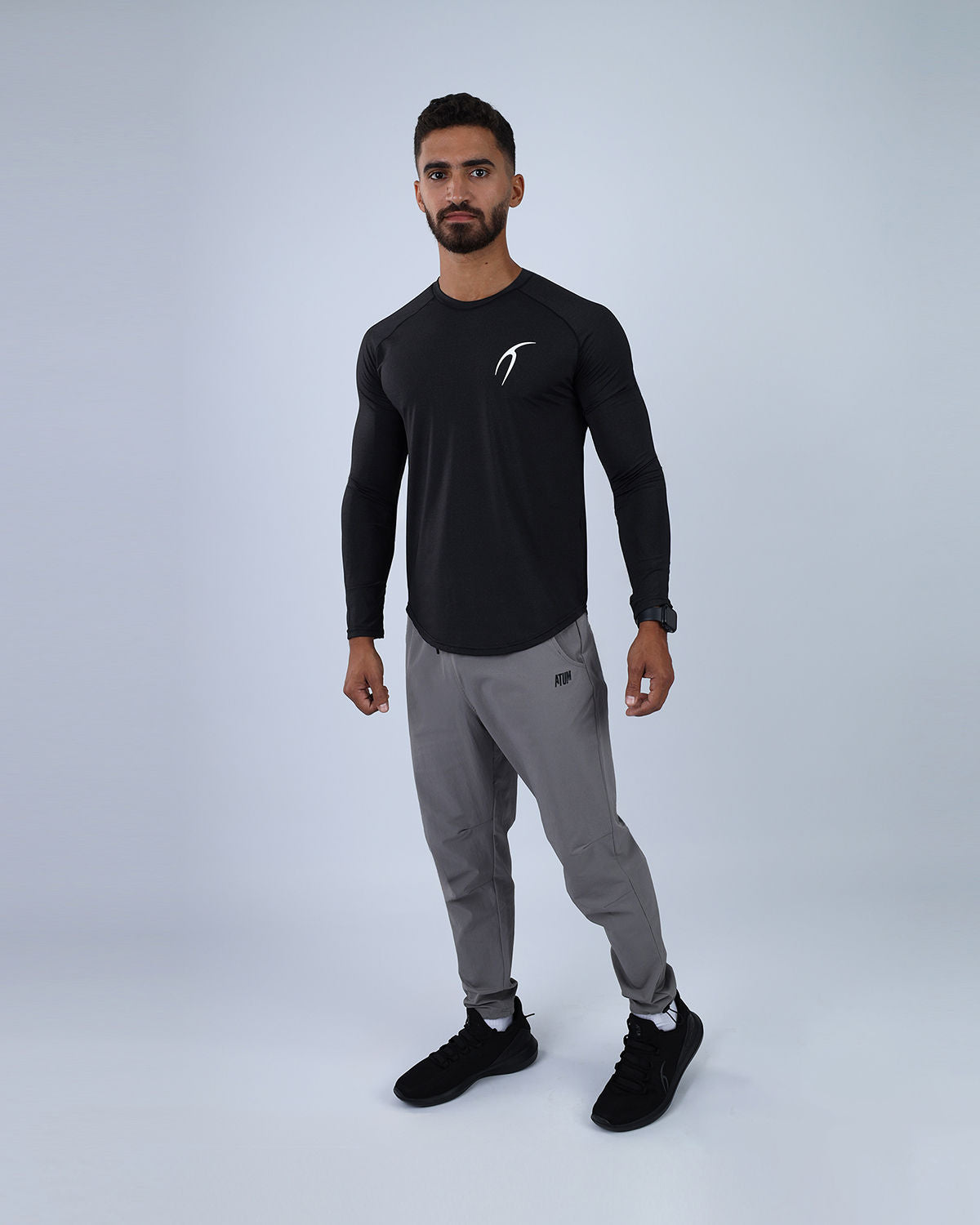 Long Sleeve Running Black Tee-Atum -74280343