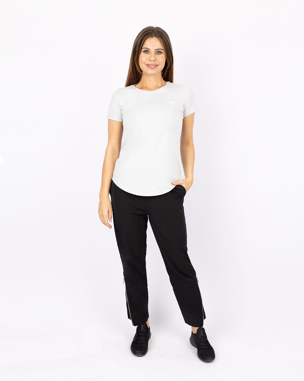 Slit Zipper Black Women's Pants-Atum -59797031