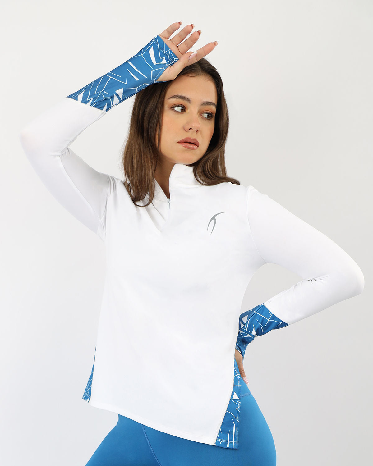 Women's Quarter Zip White Top-Atum -70458851