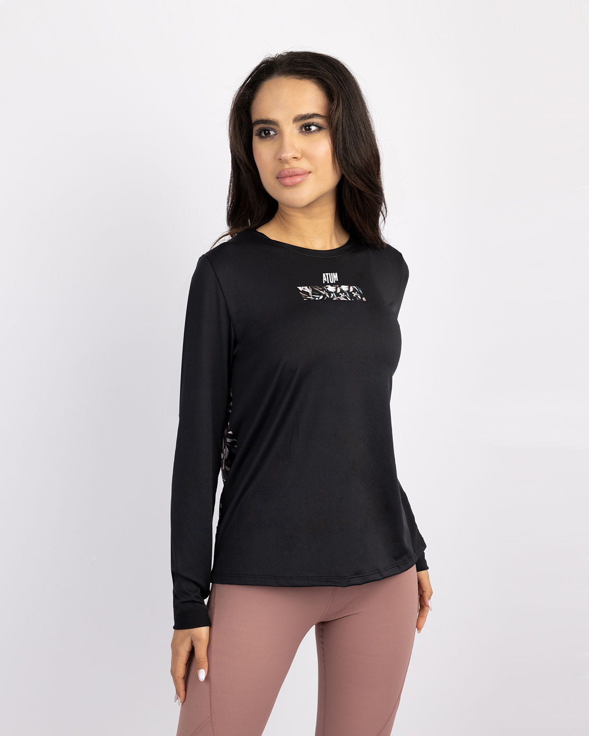 Crew Neck Women's Black T-Shirt-Atum -24253105