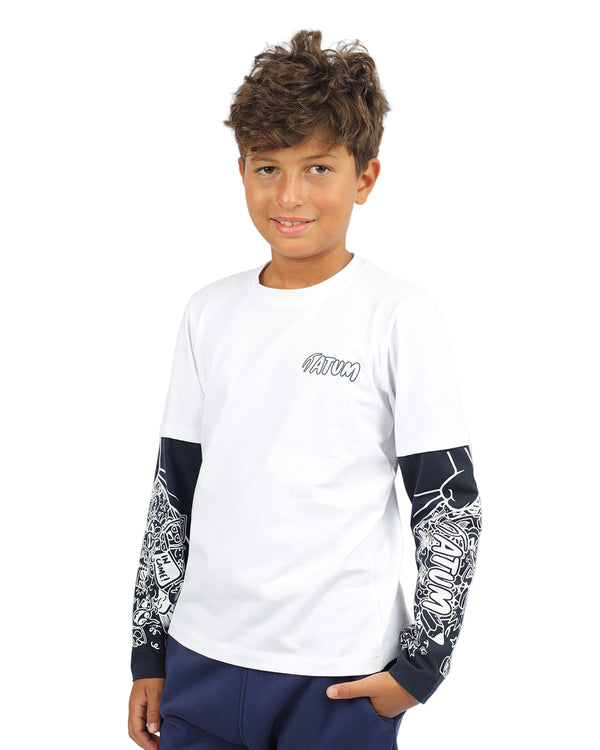 Cotton Boy's White T-Shirt-Atum -2388978