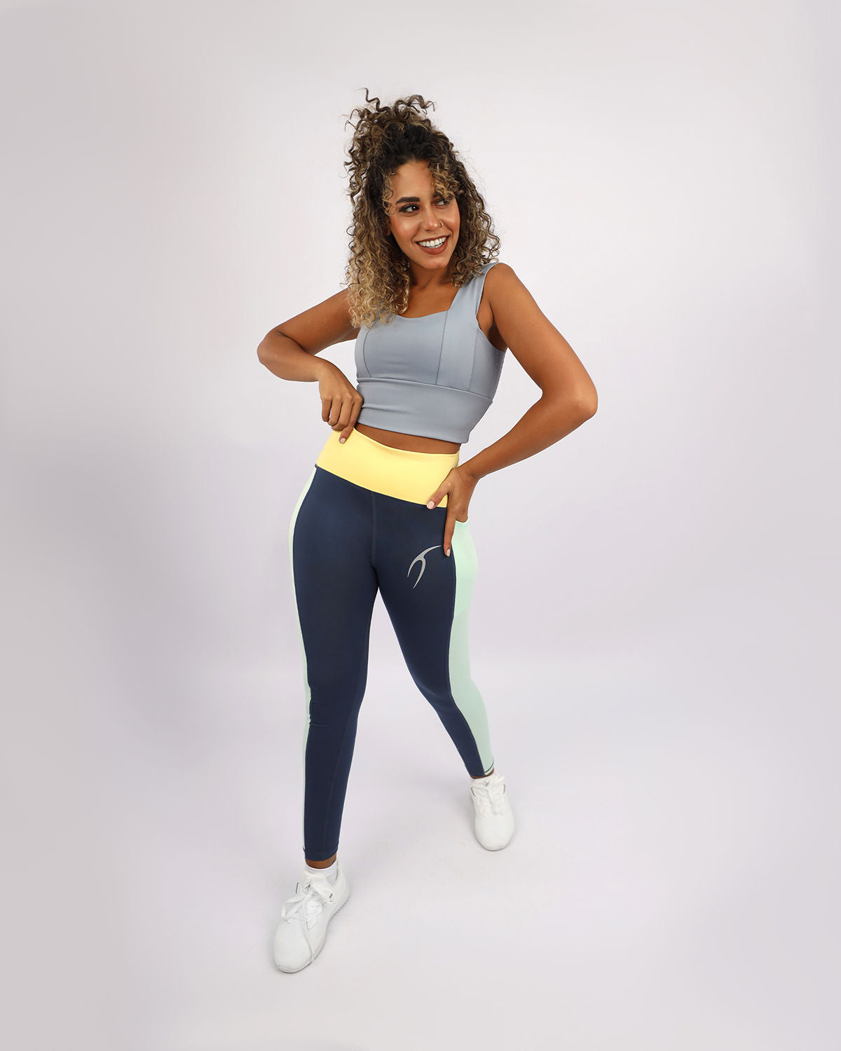 High Waist Women's Navy Leggings-Atum -73912109