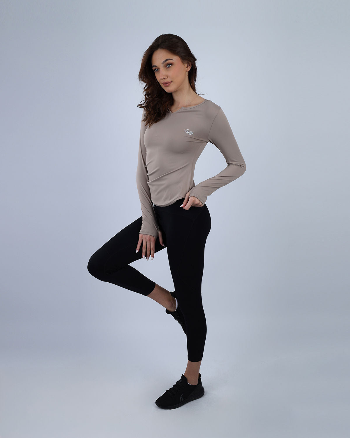 Elegance Women's Coffee Long-Sleeve Top-Atum -19963287