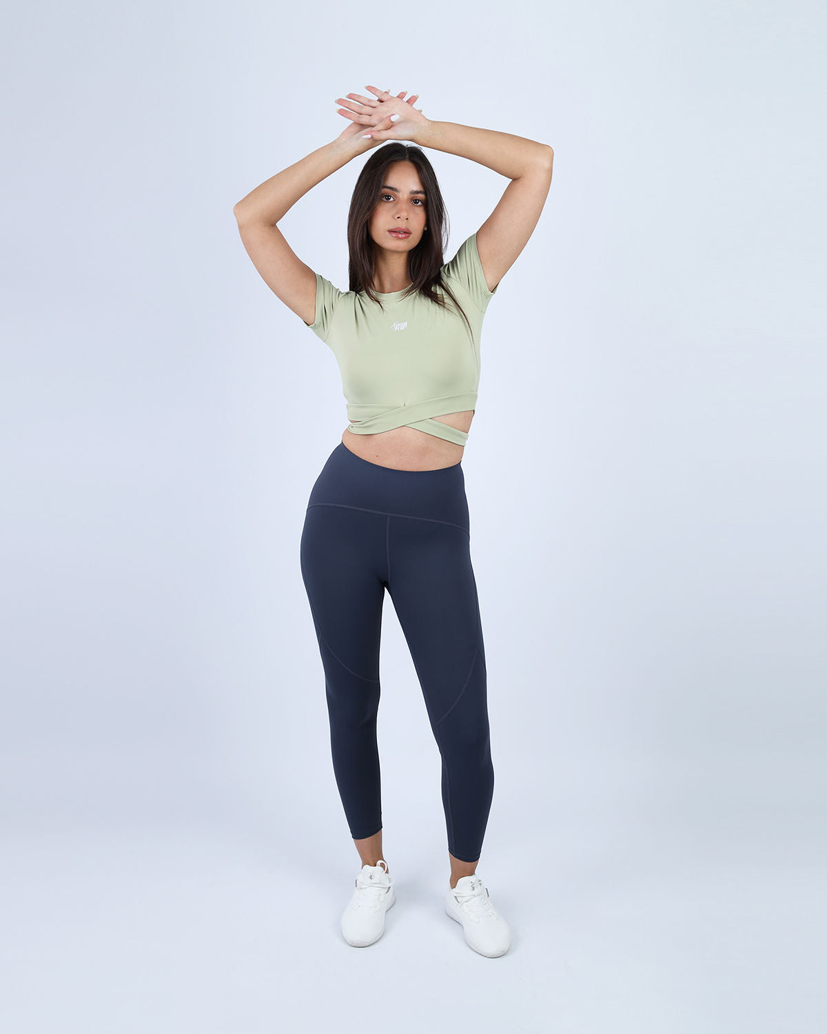 Twisted Short Sleeves Green Crop Top-Atum -1467631