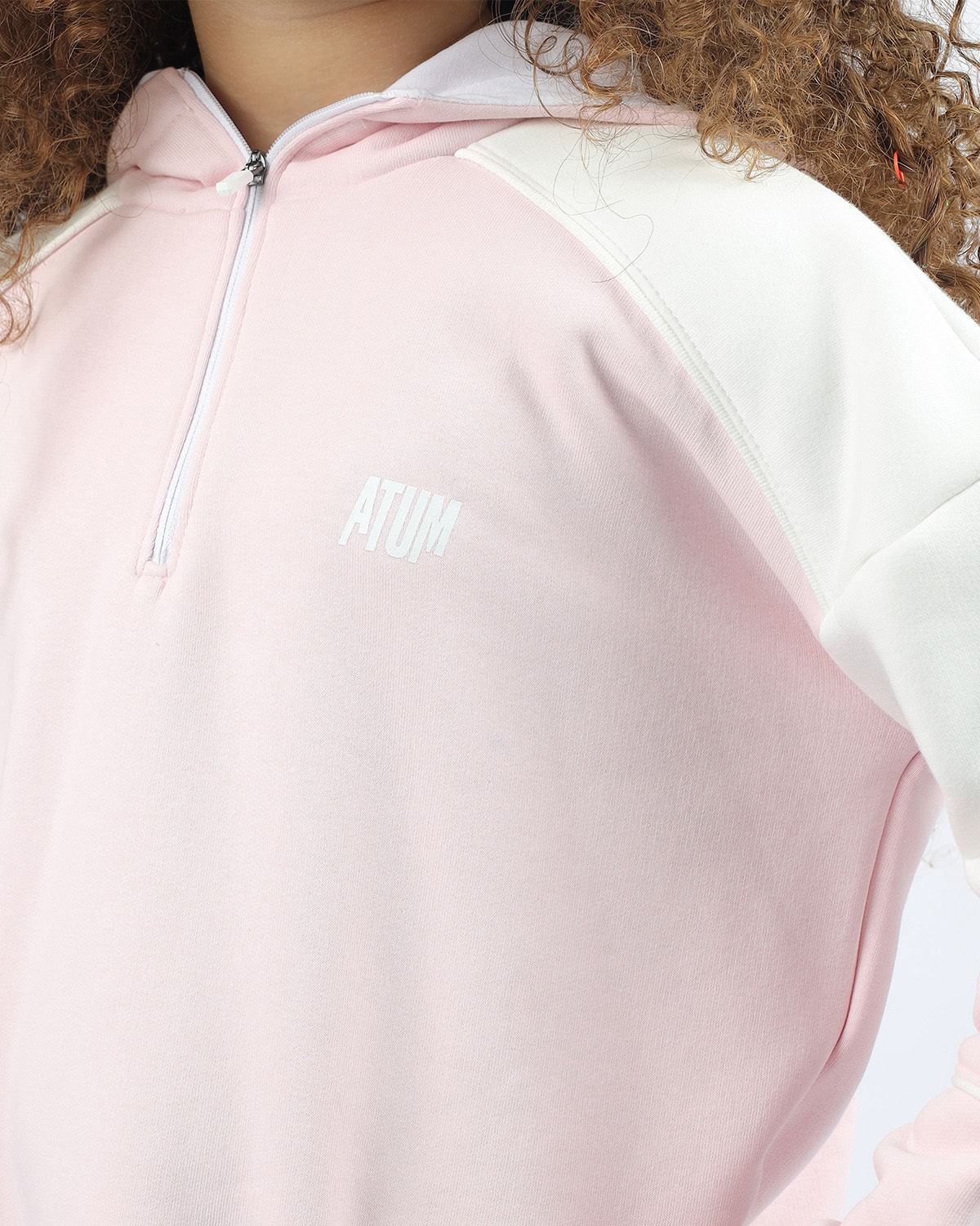 Girl's Quarter Pink Zip Hoodie-Atum -85661609