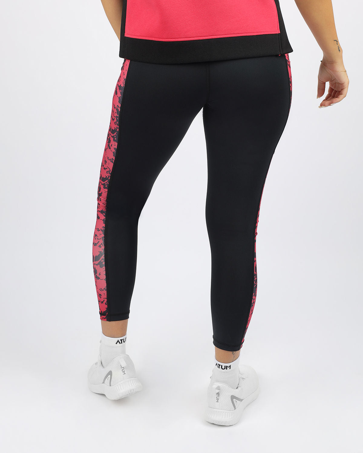 Printed Panel Black Leggings-Atum -94314524