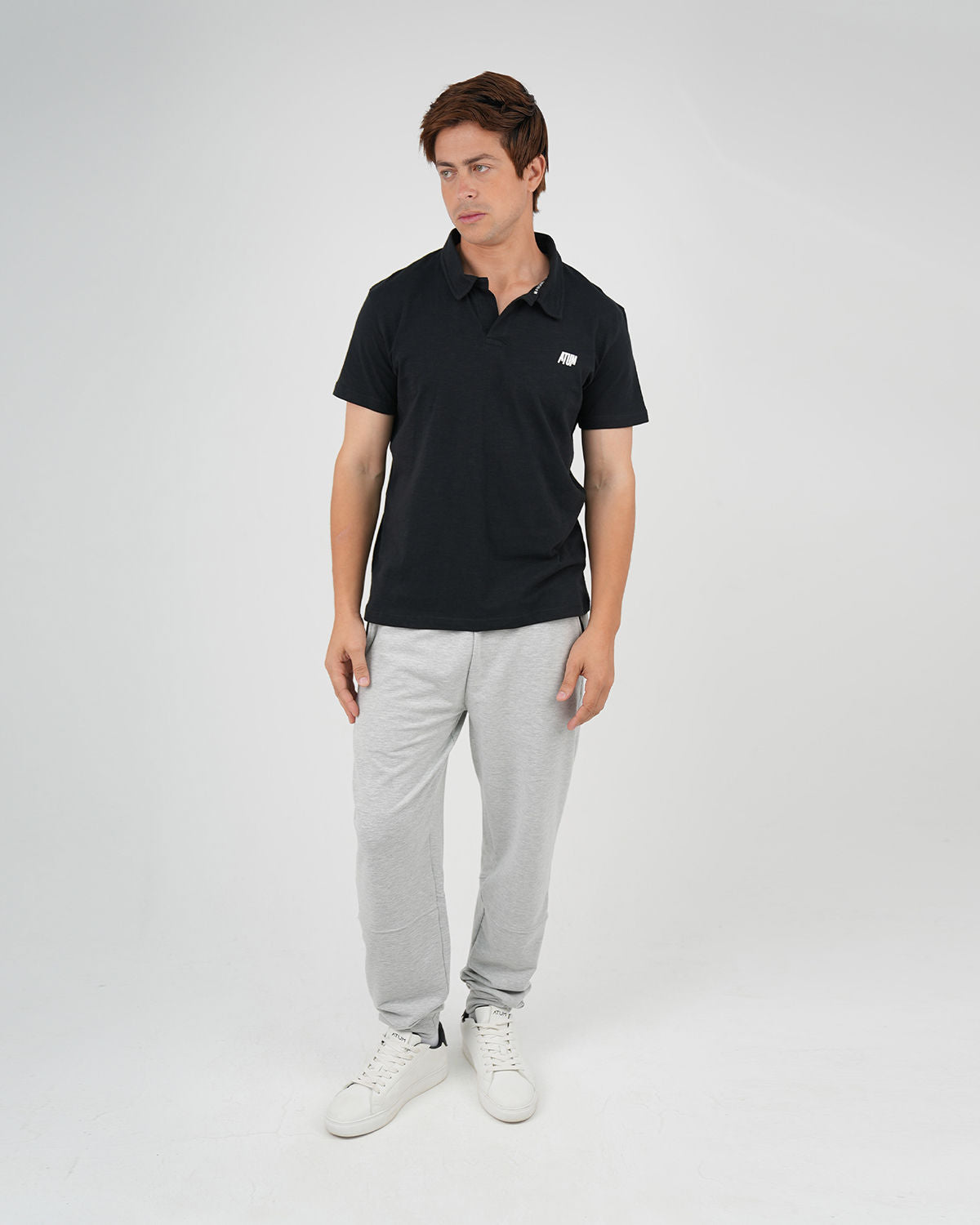 Comfort Slub Black Polo Shirt-Atum -23469140