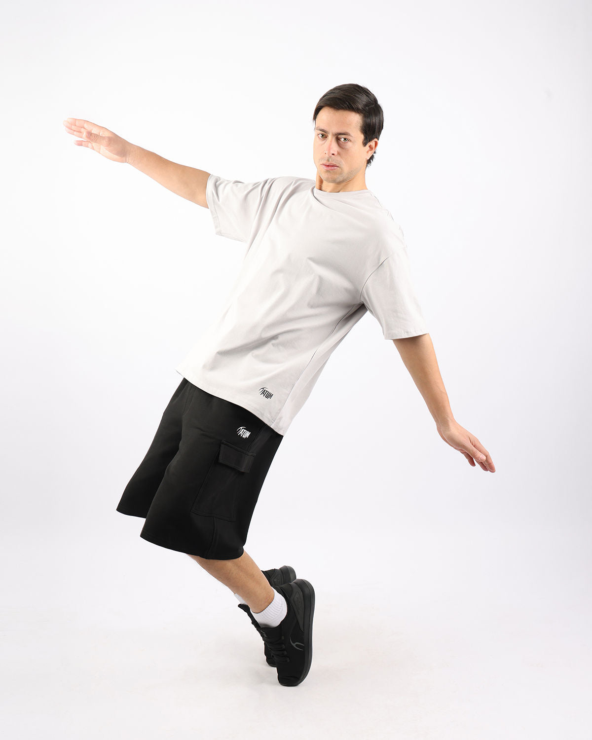 OverSized Basic Men's Light Gray T-Shirt-Atum -41141947