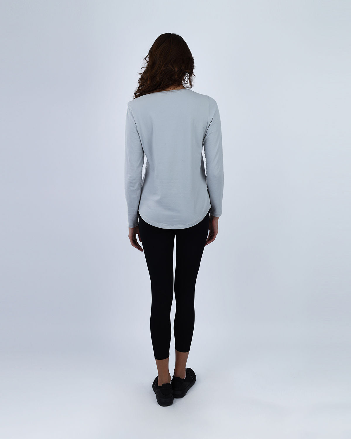 Basic Long Sleeve Gray T-Shirt-Atum -20581246