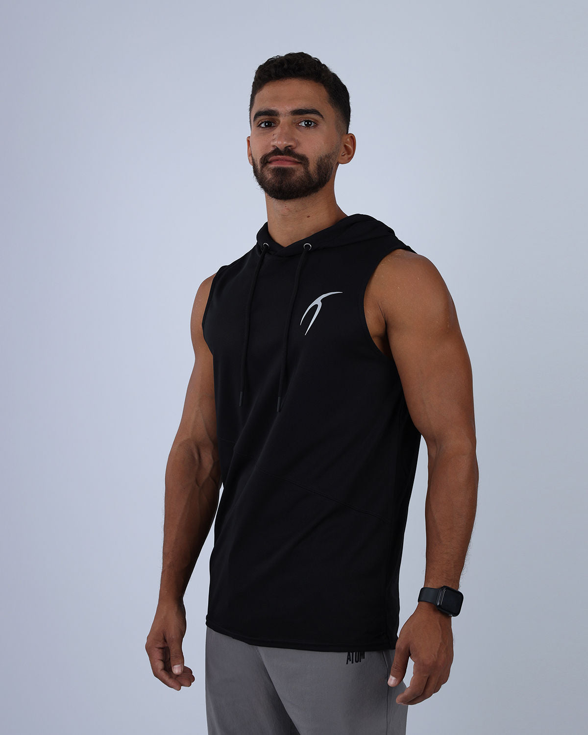 Sleeveless Breathable Black Hoodie-Atum -30984834