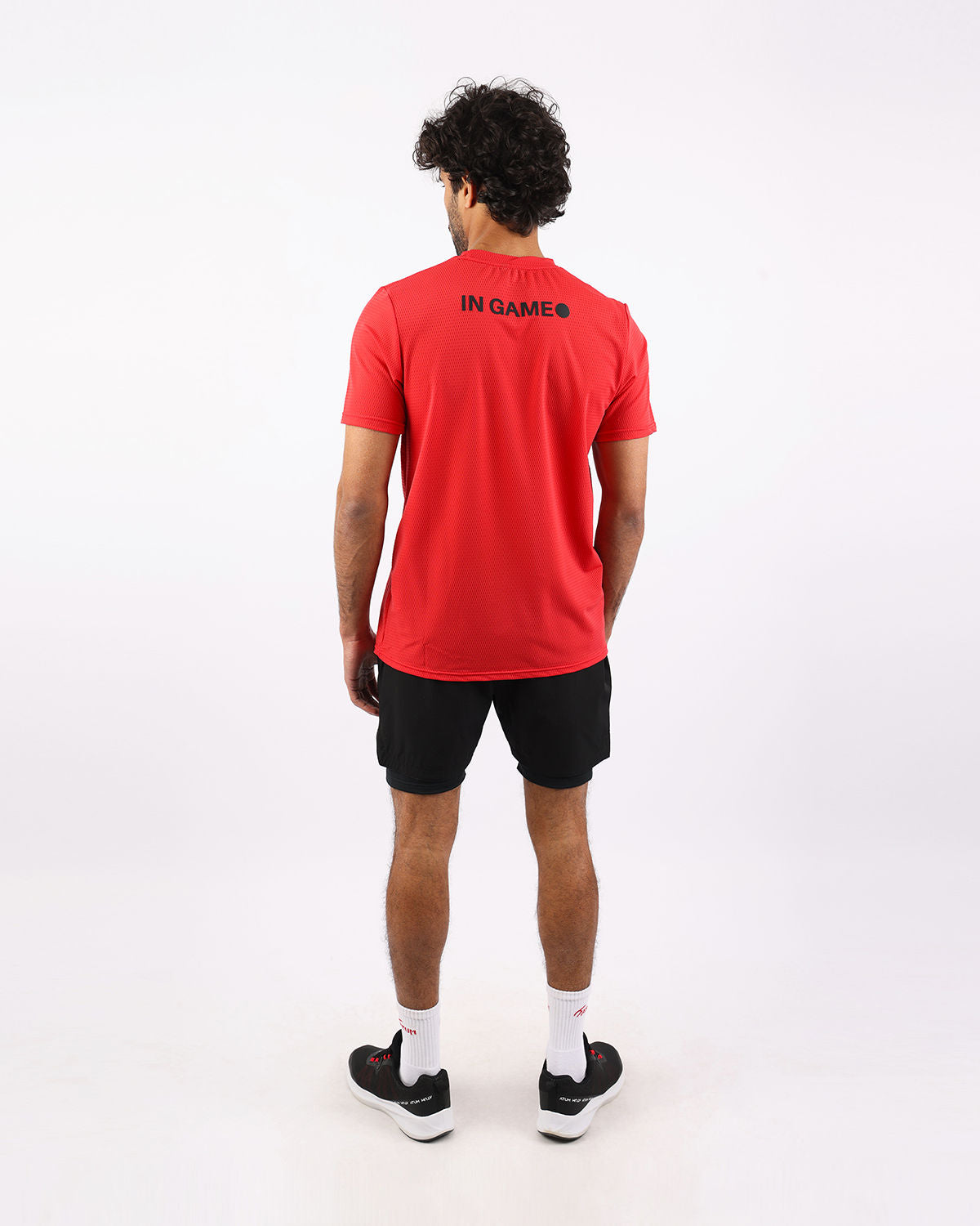 Crew Neck Short Sleeve Red Athletic Top-Atum -26683396