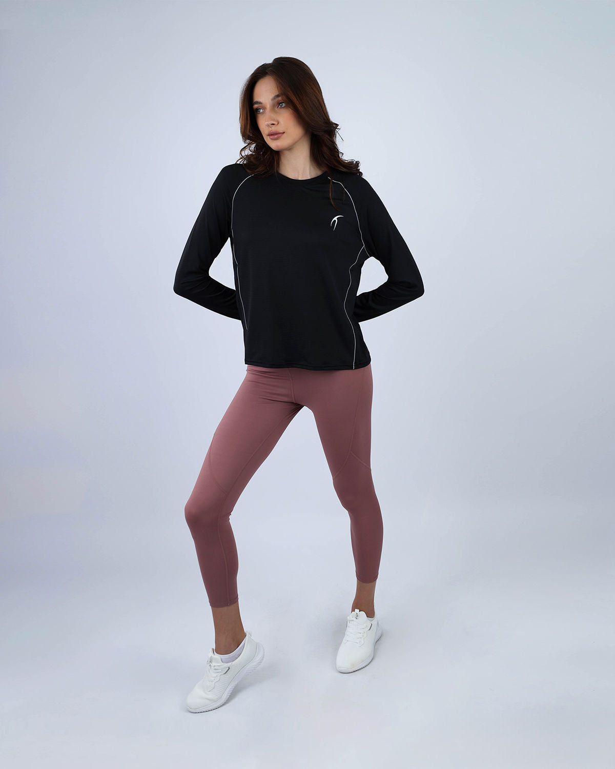 Slim Long Sleeve Black Top-Atum -12861760