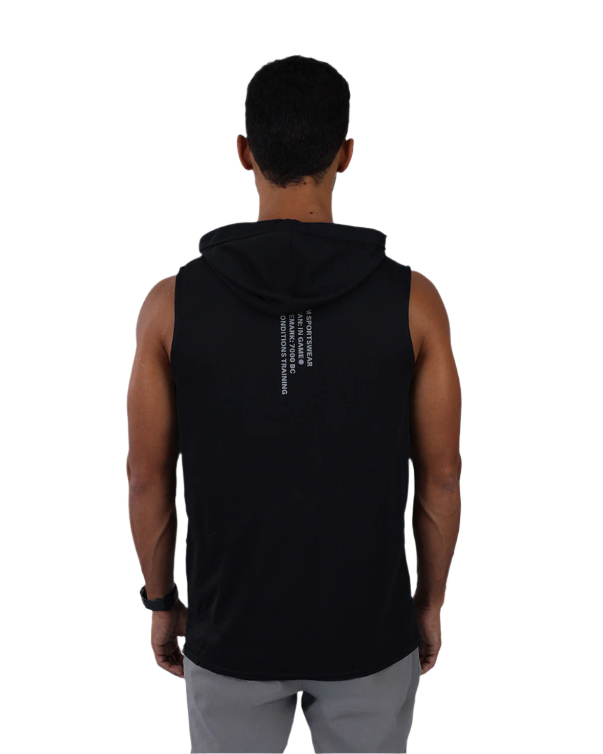 Sleeveless Breathable Black Hoodie-Atum -12282681