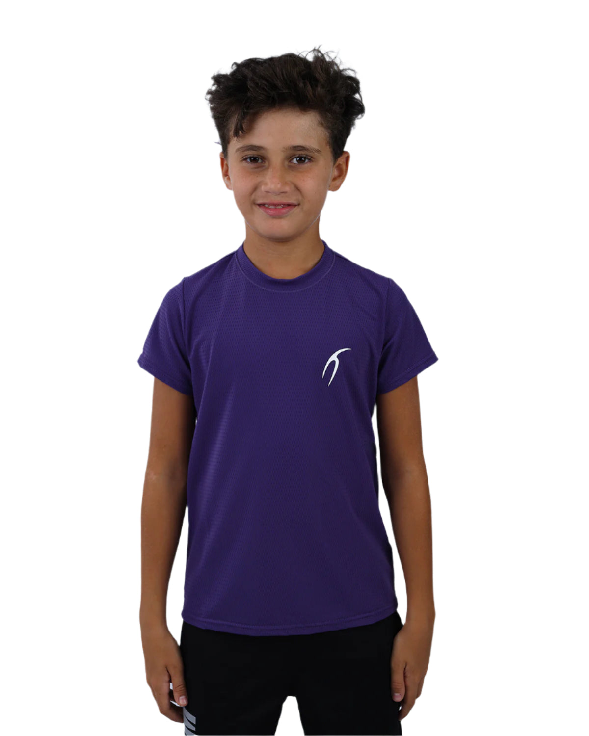 Crew Neck Short Sleeve Purple Breathable Top-Atum -24299713