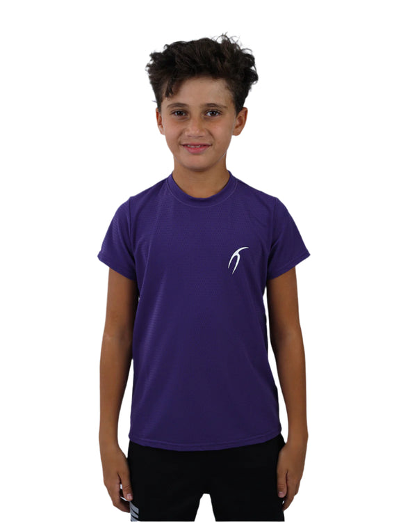 Crew Neck Short Sleeve Purple Breathable Top-Atum -24299713