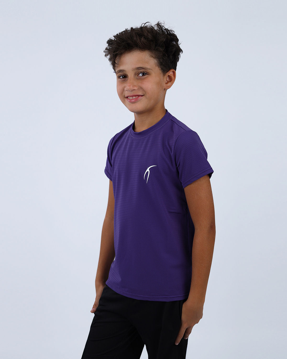 Crew Neck Short Sleeve Purple Breathable Top-Atum -27499800