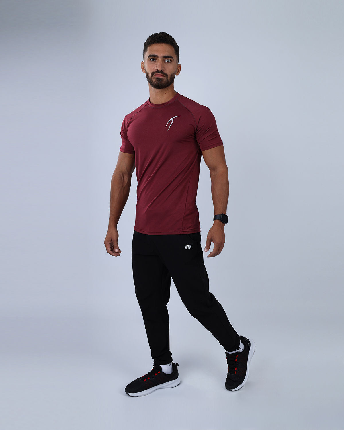 Dri-FIT Short-Sleeve Burgundy Fitness Top-Atum -41745225