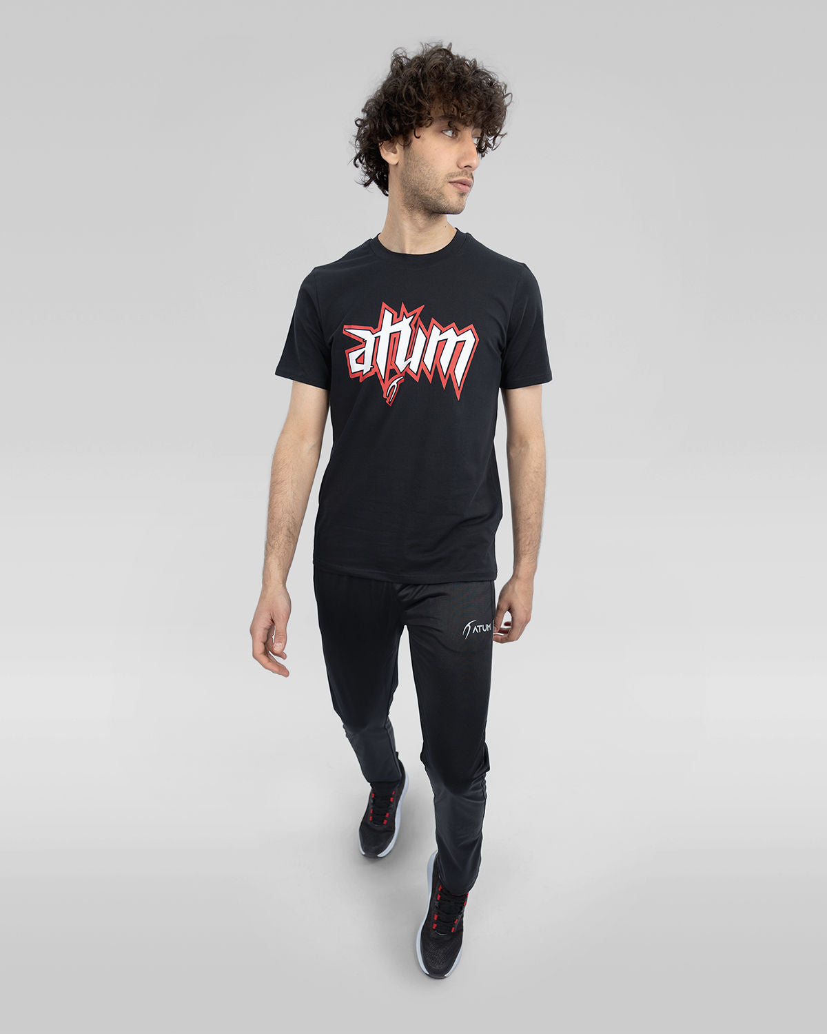 Men's Graphic Logo Black T-Shirt-Atum -60954257