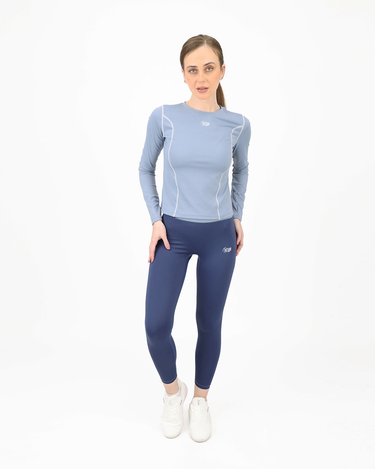 Streamline Long Slevess Women's Blue Top-Atum -54539951