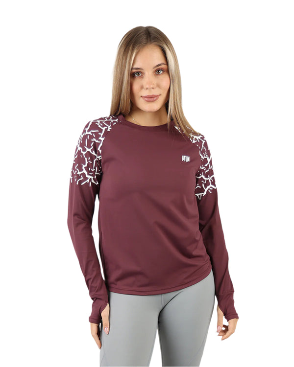 Graphic Long-Sleeve Burgundy T-Shirt-Atum -74058226
