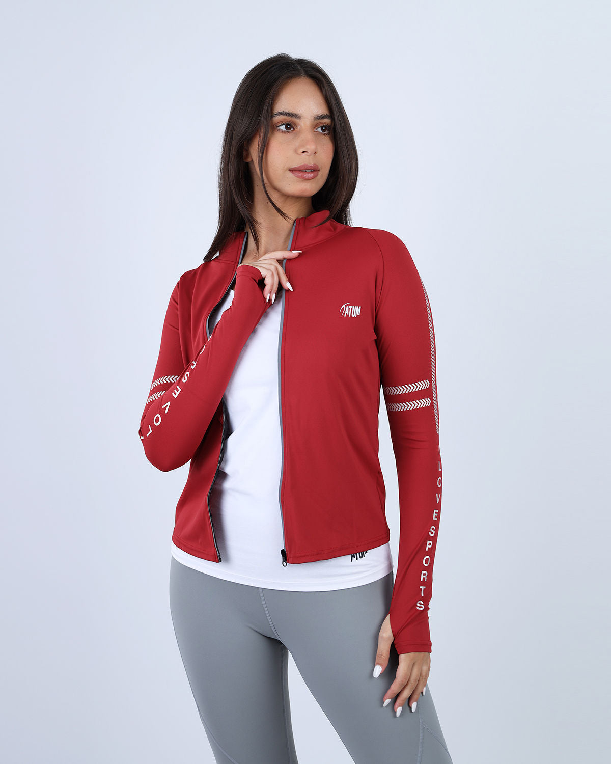 Athleisure Inspire Zip Red Jacket-Atum -74060706