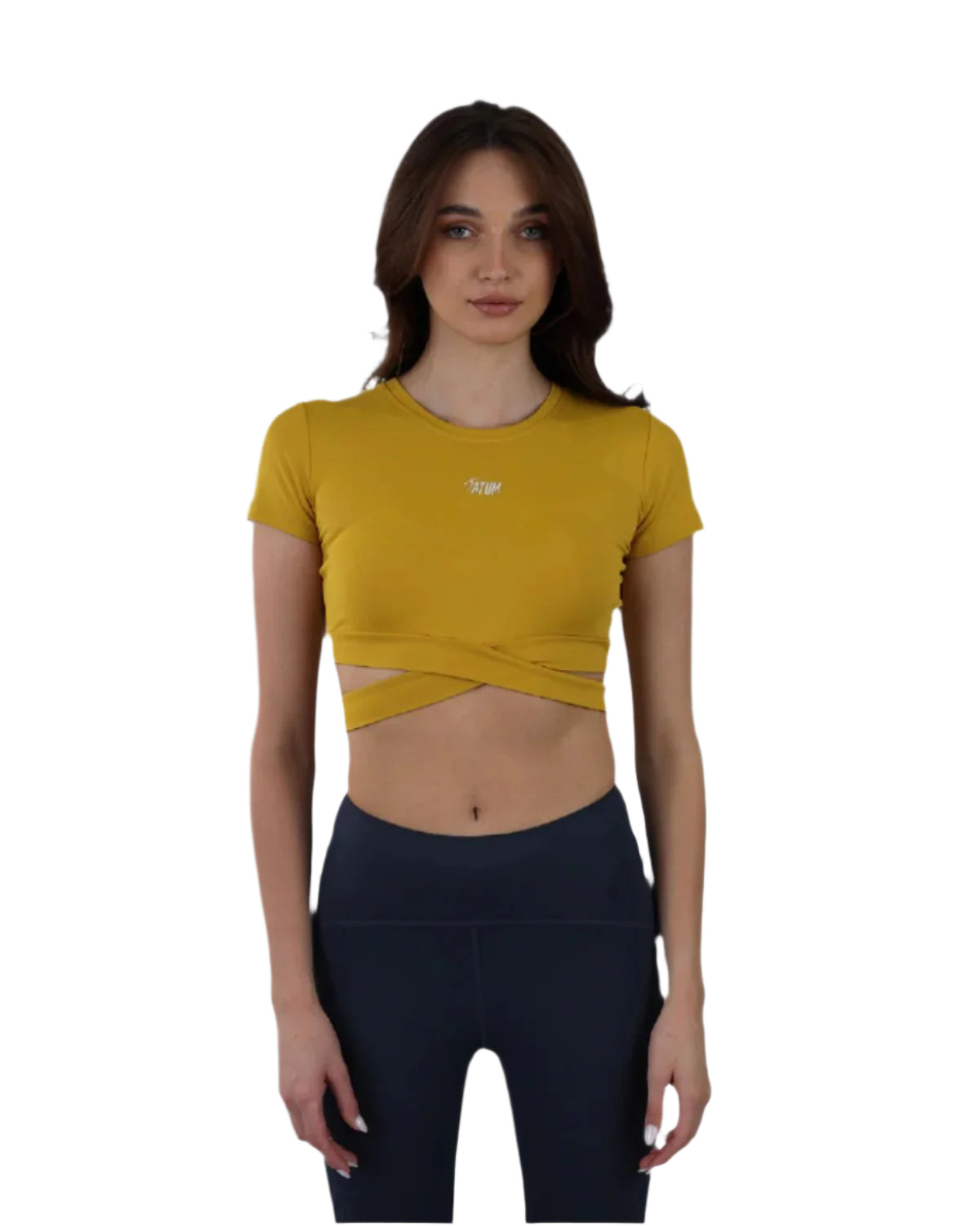 Twisted Short Sleeves Yellow Crop Top-Atum -98932307