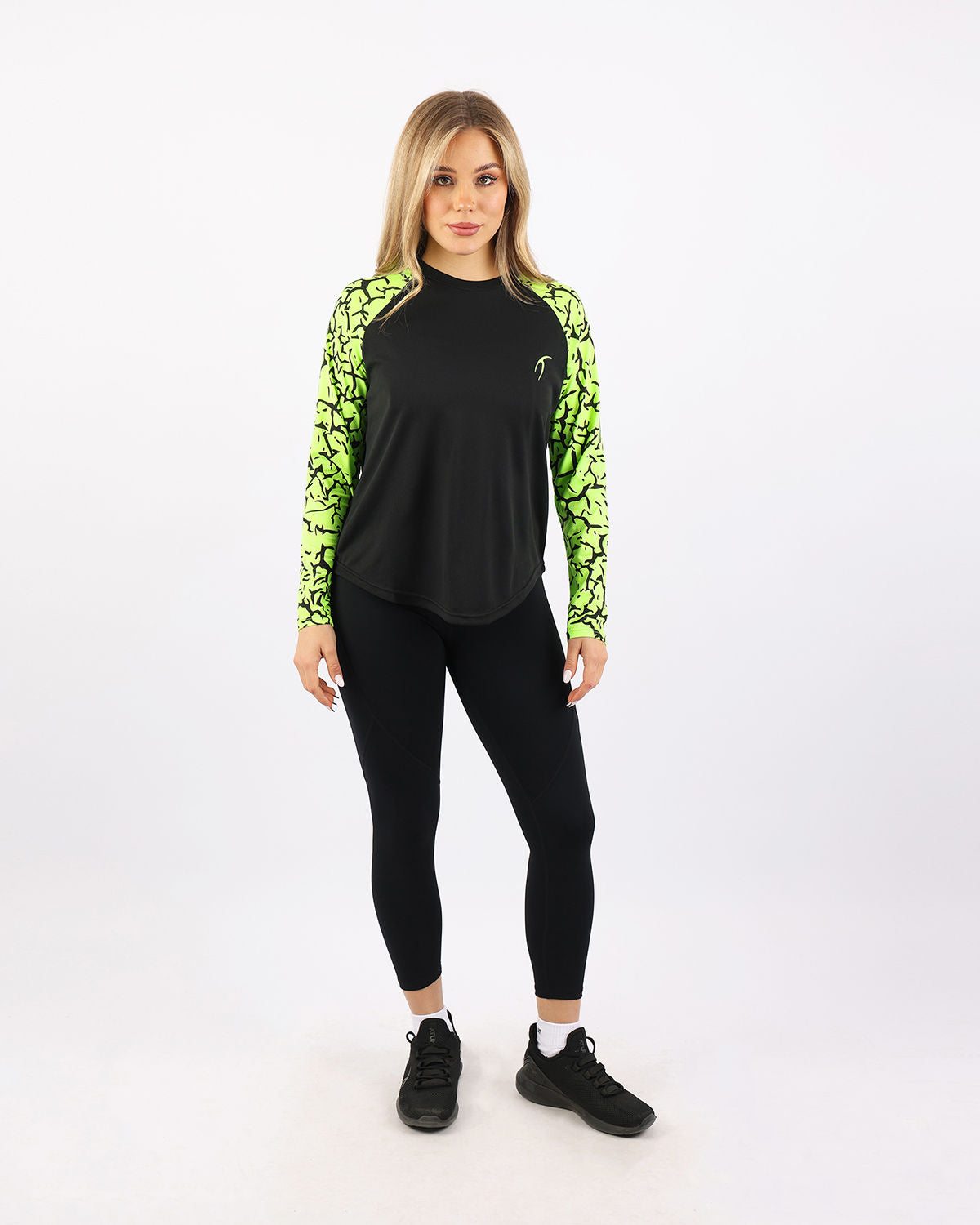 Crew Neck Long Sleeve Green Top-Atum -43512528