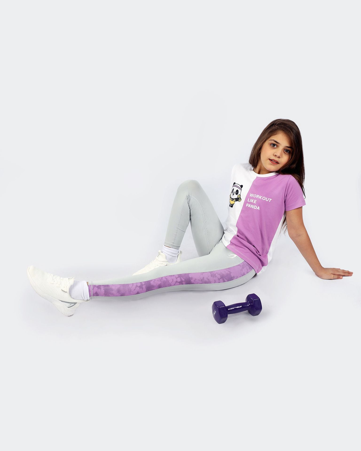 Girl's Marble Gray Leggings-Atum -41565519