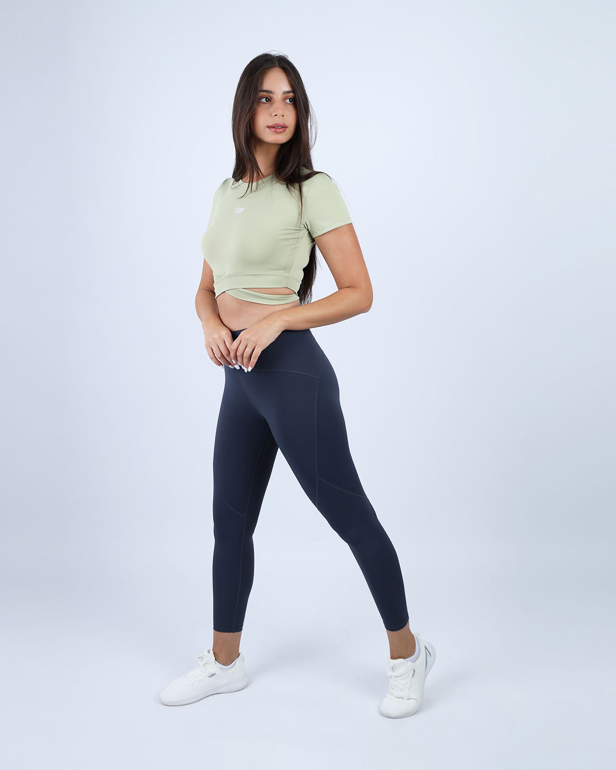 Twisted Short Sleeves Green Crop Top-Atum -3601231