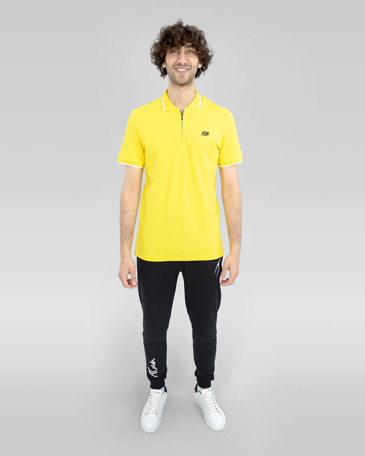 Men's Yellow Polo Shirt-Atum -75188217