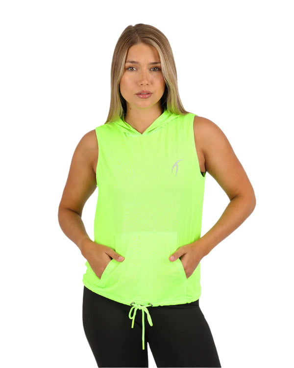 Sleeveless Breathable Lime Green Women's Hoodie-Atum -68604037