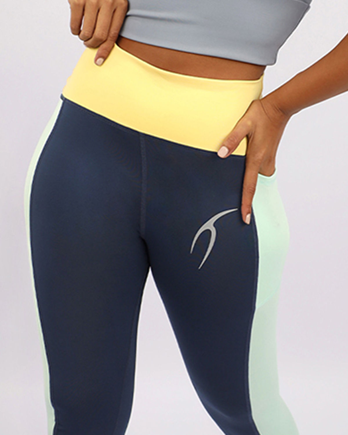 High Waist Women's Navy Leggings-Atum -58273448