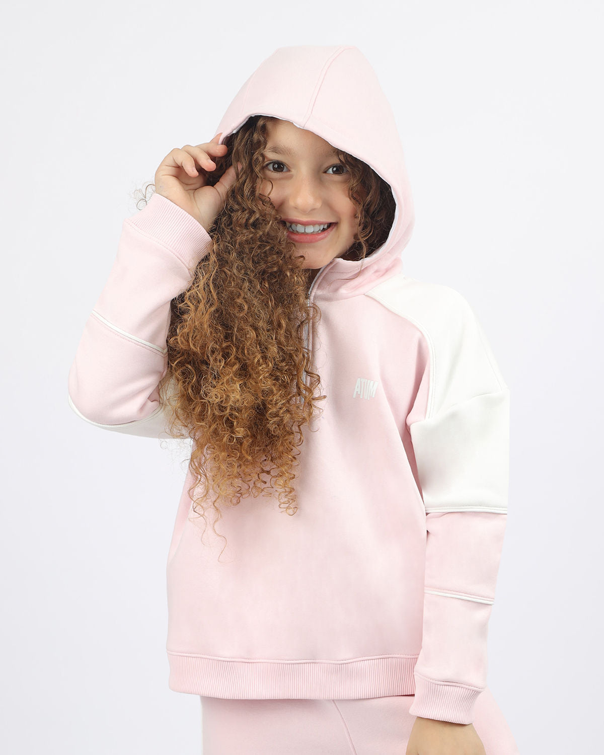 Girl's Quarter Pink Zip Hoodie-Atum -12635763