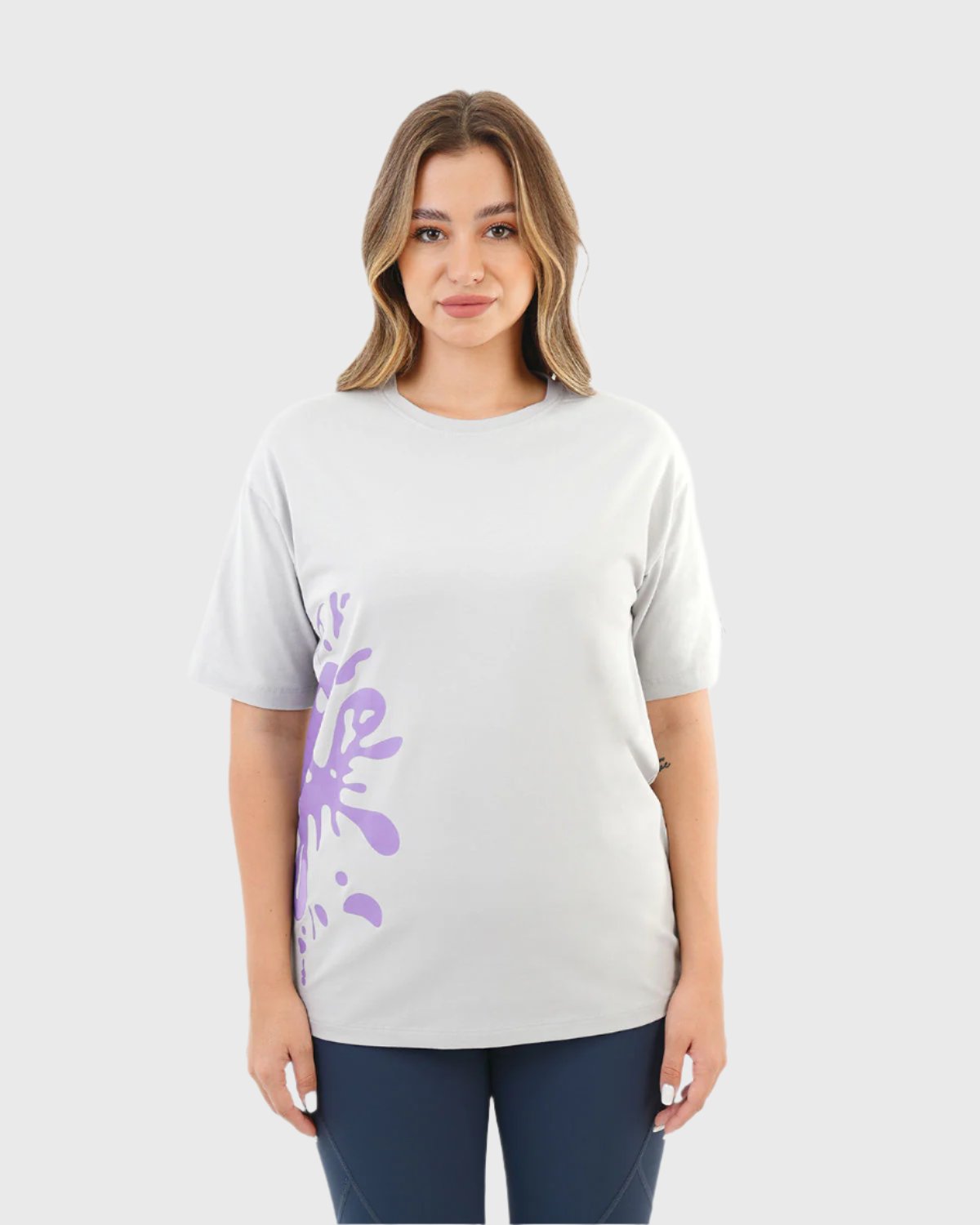 Oversized Splash Gray T-Shirt-Atum -31960097