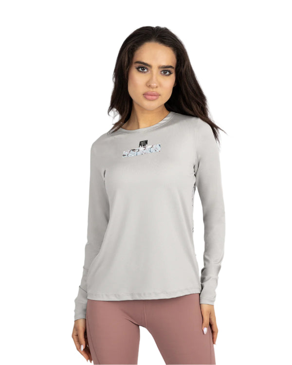 Crew Neck Women's Gray T-Shirt-Atum -11190842