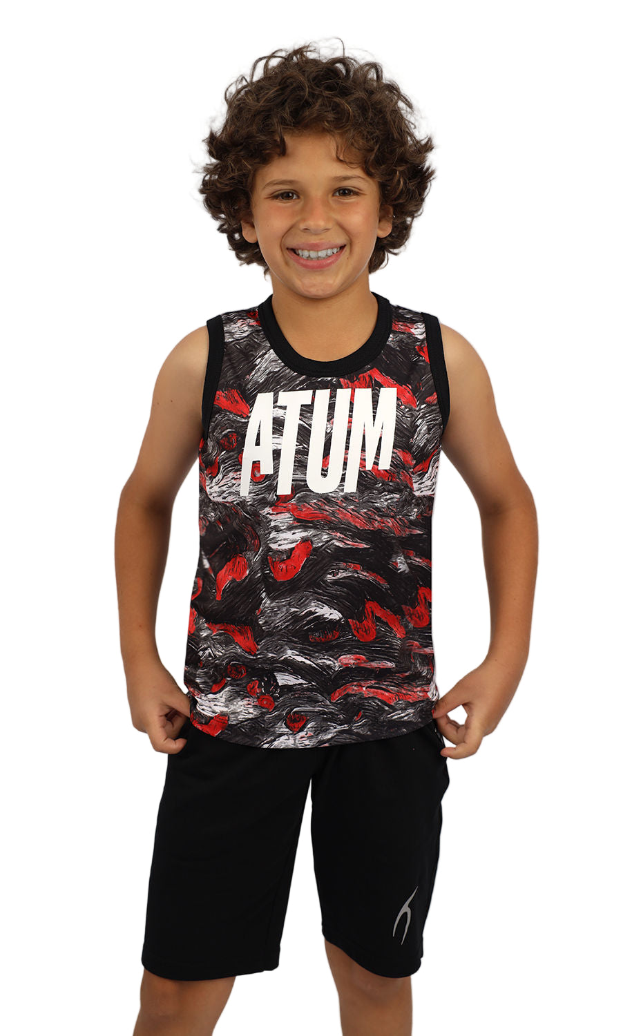 Boy's Printed Red Tank Top