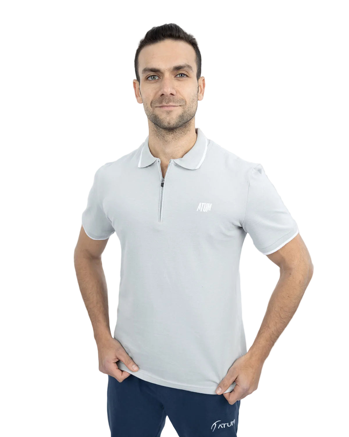 Men's Gray Polo Shirt-Atum -96544981