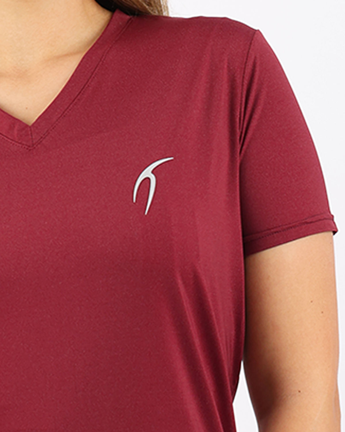 V Neck Training Burgundy Top-Atum -83462366