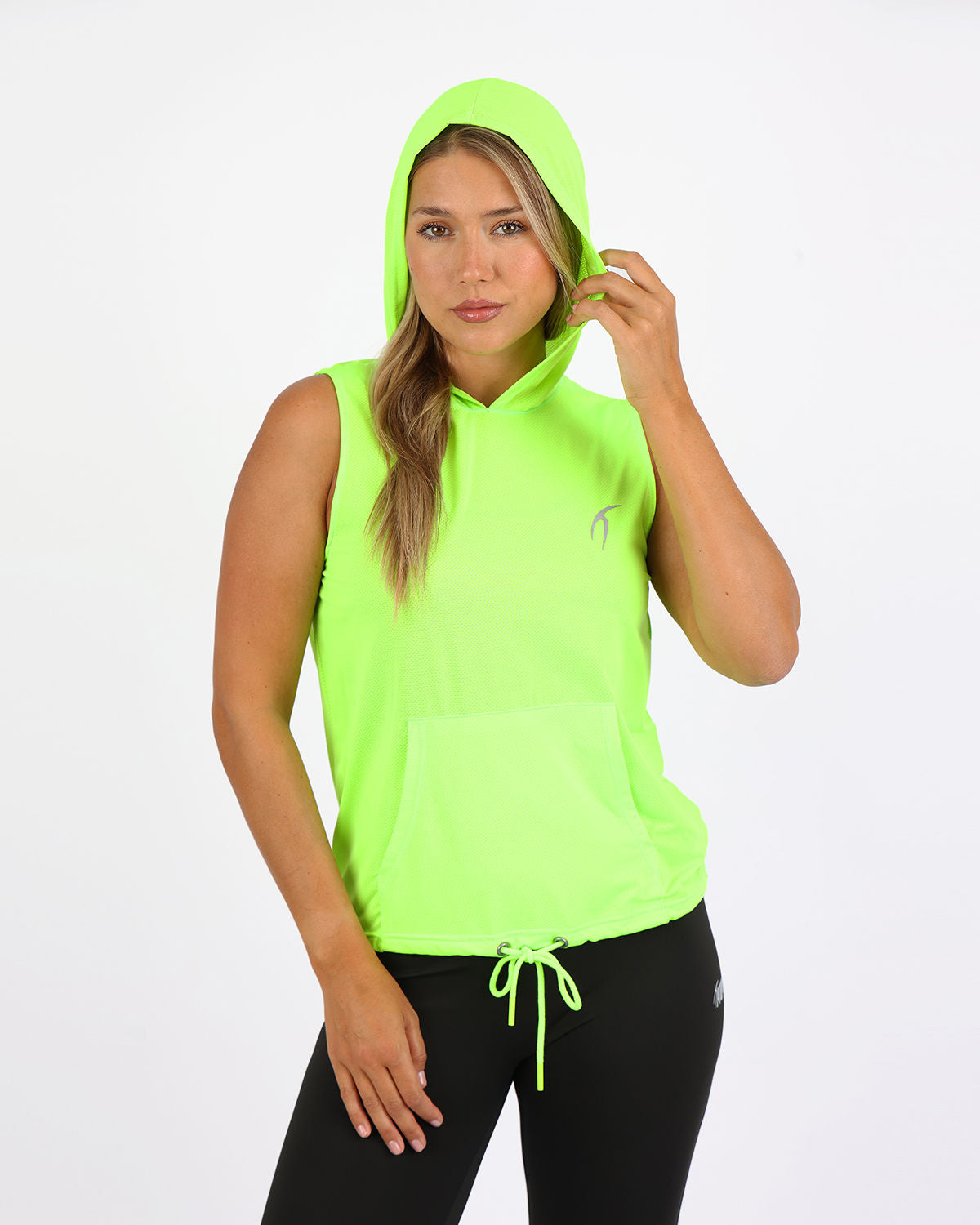 Sleeveless Breathable Lime Green Women's Hoodie-Atum -15104436