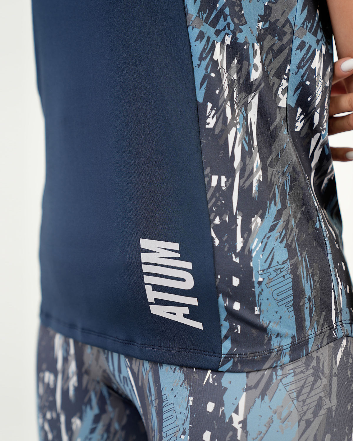 Marble Printed Navy Tank Top-Atum -23683353