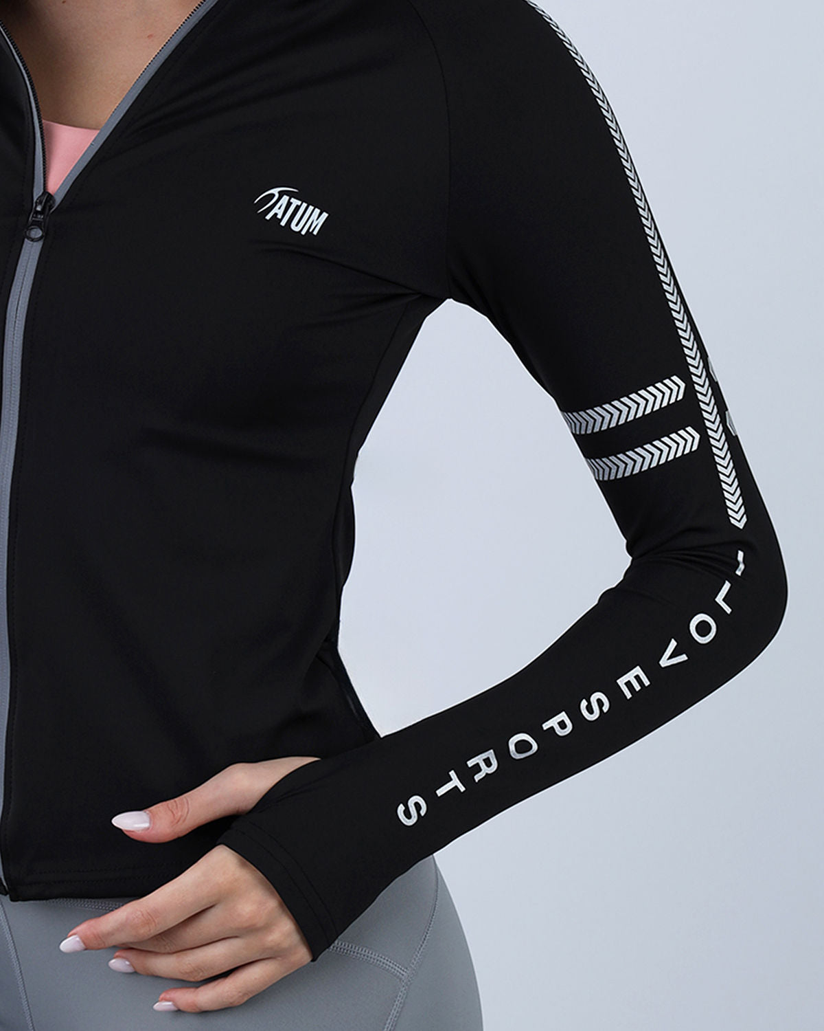 Athleisure Inspire Zip Black Jacket-Atum -44976018