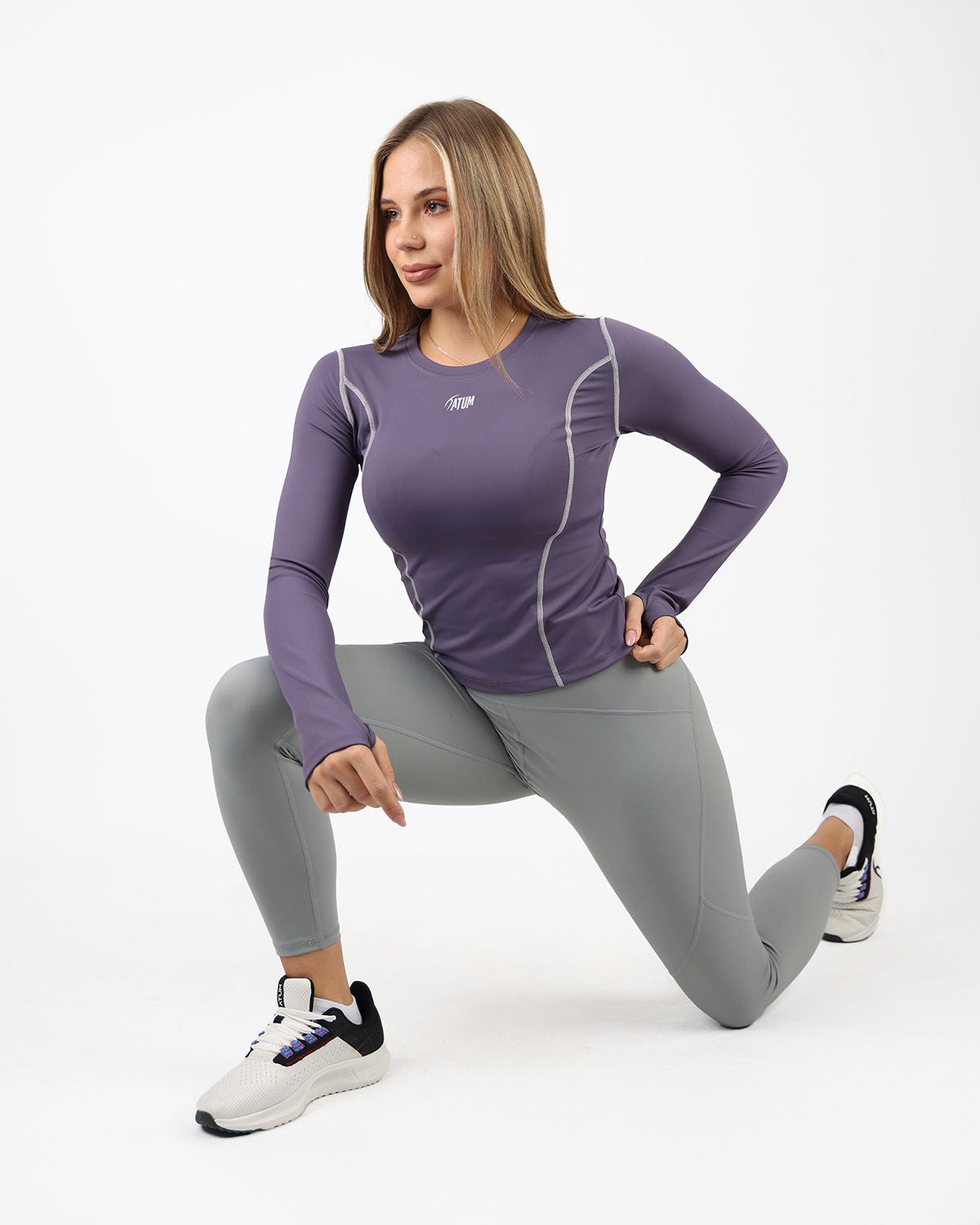 Streamline Long Slevess Women's Violet Top-Atum -25327565