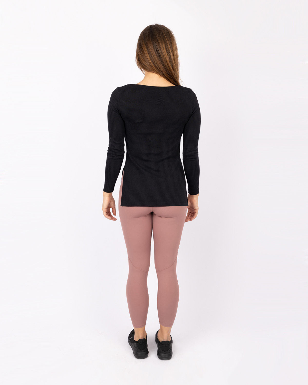 Cotton Rib Long Sleeve Black T-Shirt-Atum -35358291