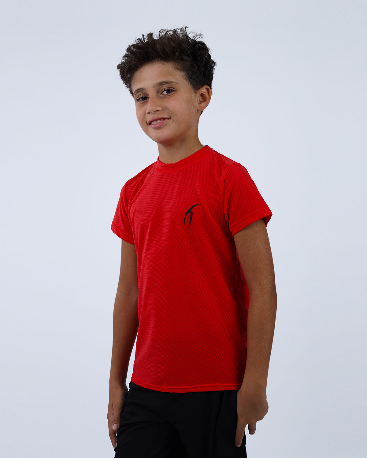Crew Neck Short Sleeve Red Breathable Top-Atum -80750431