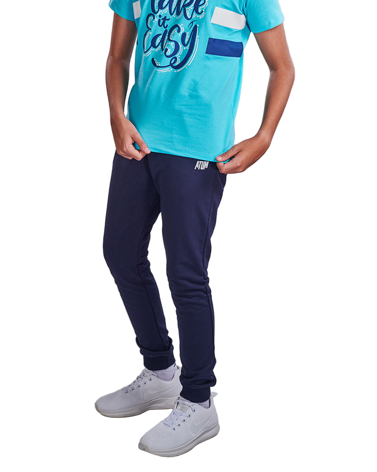 Boy's Sportive Navy Sweatpants-Atum -28245328